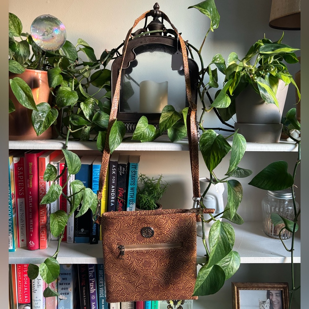Brown Patterned Crossbody Bag